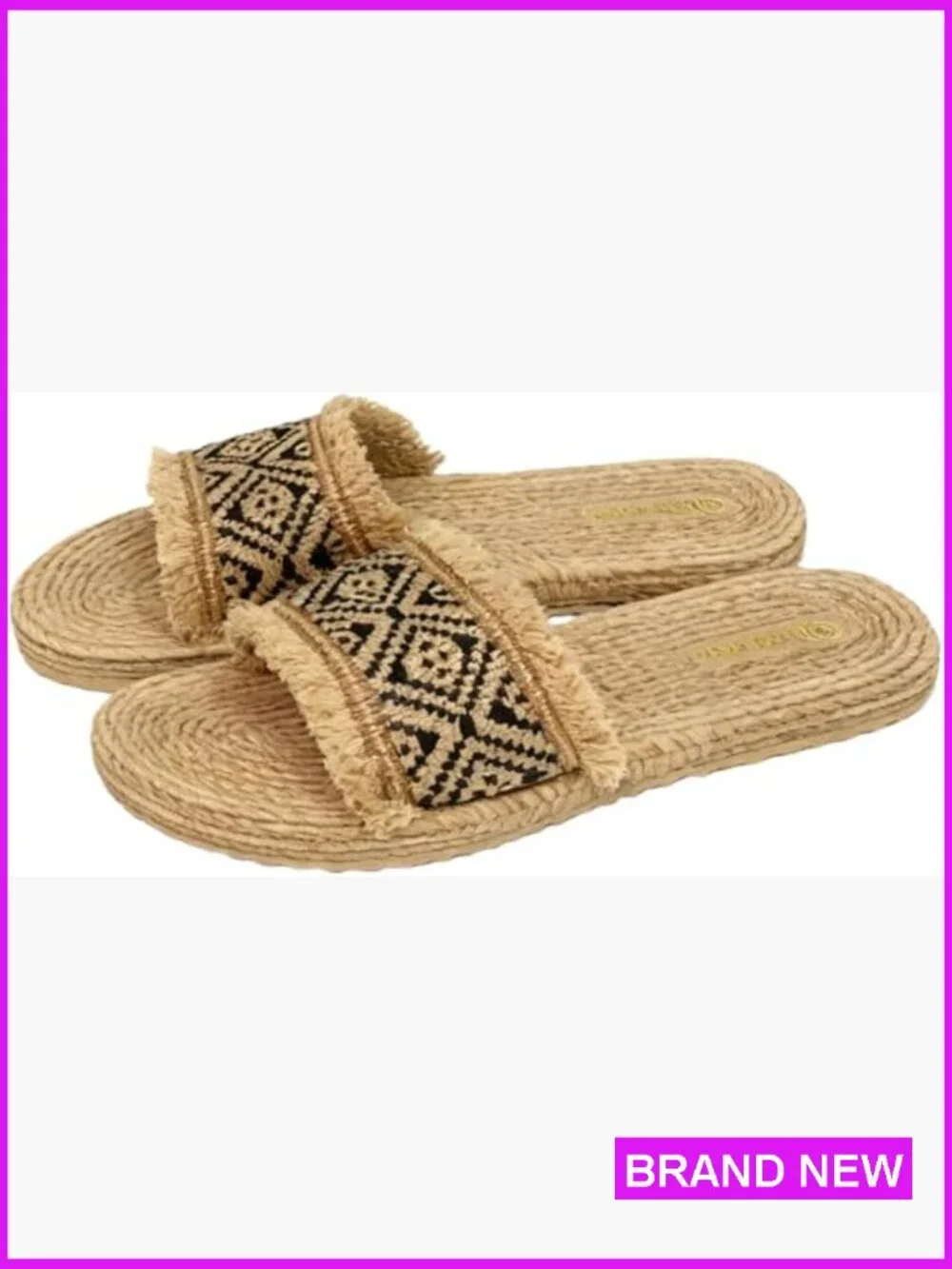 Woven Flat Sandals Slip On Lightweight Summer Beach Vacation Casual Slide